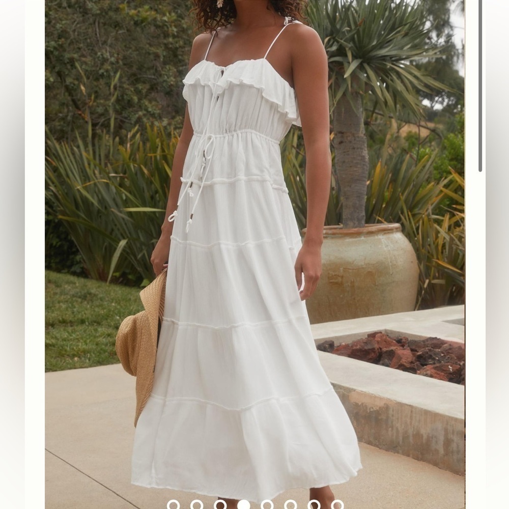 ANTHROPOLOGIE Tiered A Line White Sleeveless Dress Size M NEW - Picture 2 of 12